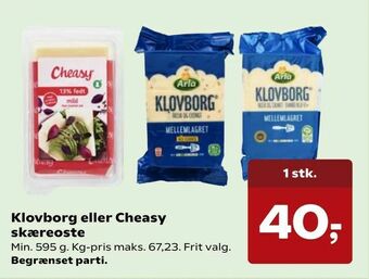Kvickly Klovborg eller Cheasy skæreoste tilbud
