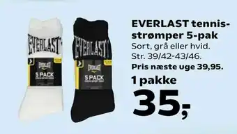 Kvickly EVERLAST tennis strømper 5-pak tilbud
