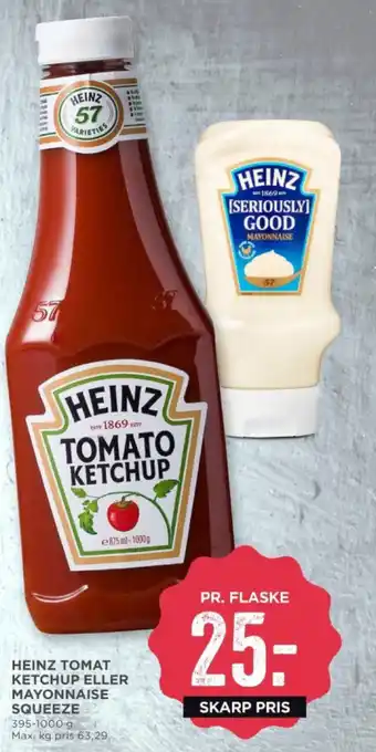 MENY HEINZ TOMAT KETCHUP ELLER MAYONNAISE SQUEEZE tilbud