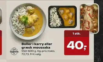 Kvickly Boller i karry eller græsk moussaka tilbud