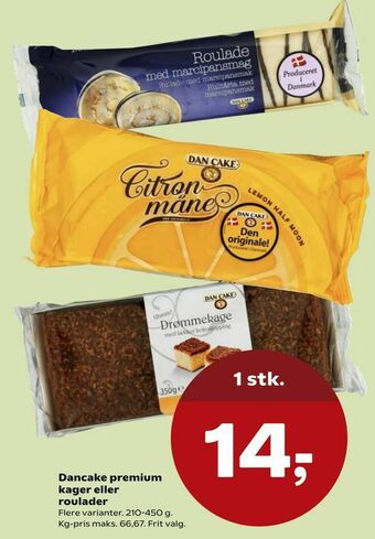 Kvickly Dancake premium kager eller roulader tilbud