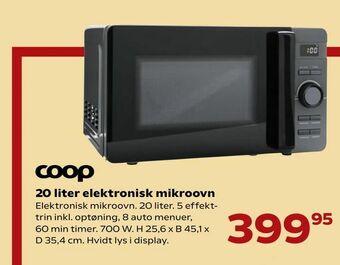 Kvickly 20 liter elektronisk mikroovn tilbud