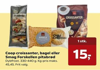 SuperBrugsen Coop croissanter, bagel eller Smag Forskellen pitabrød tilbud