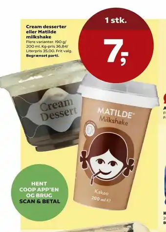Cream desserter eller Matilde milkshake
