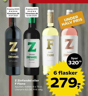 SuperBrugsen Z Zinfandel eller F Fiano tilbud