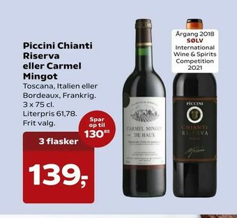 SuperBrugsen Piccini Chianti Riserva eller Carmel Mingot tilbud