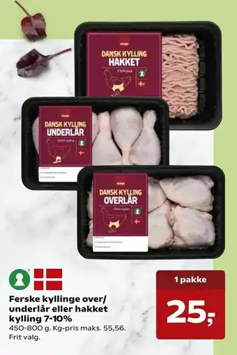 SuperBrugsen Ferske kyllinge over/ underlår eller hakket kylling 7-10% tilbud