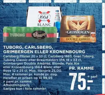 MENY TUBORG, CARLSBERG, GRIMBERGEN ELLER KRONENBOURG tilbud
