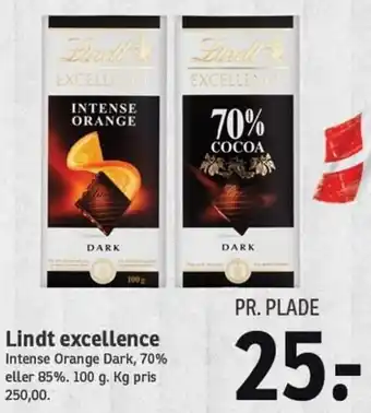 SPAR Lindt Excellence 100g tilbud