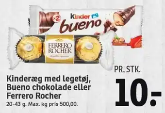 SPAR Kinderæg Med Legetøj, Bueno Chokolade Eller Ferrero Rocher 20-43g tilbud