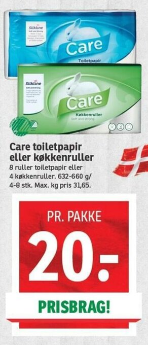 SPAR Care Toiletpapir Eller Køkkenruller tilbud