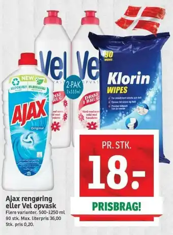 SPAR Ajax Rengøring Eller Vel Opvask 500-1250ml tilbud