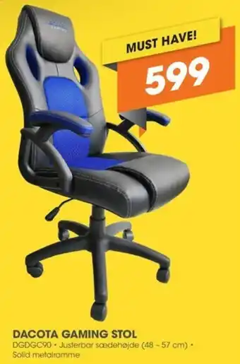 Expert Dacota Gaming Stol DGDGC90 tilbud