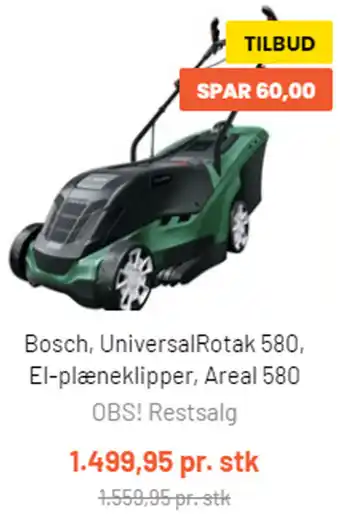Silvan Bosch, UniversalRotak 580, El-Plæneklipper, Areal 580 tilbud