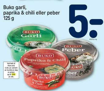 REMA 1000 Buko garli, paprika & chili eller peber tilbud