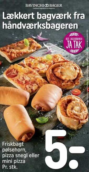REMA 1000 Friskbagt pølsehorn, pizza snegl eller mini pizza tilbud