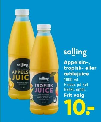 Appelsin-, tropisk- eller æblejuice