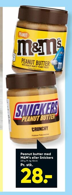 Bilka Peanut butter med M&M's eller Snickers tilbud