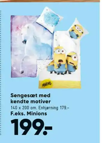 Bilka Sengesæt med kendte motiver F.eks. Minions tilbud
