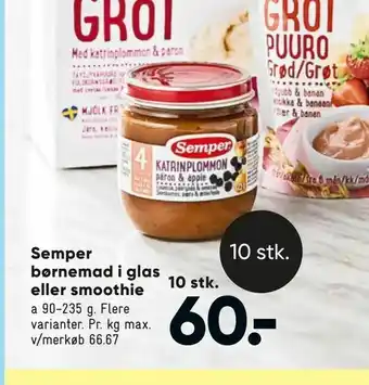 Bilka Semper børnemad i glas eller smoothie tilbud