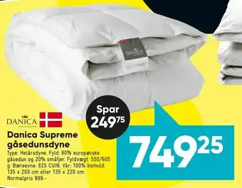 Bilka Danica Supreme gåsedunsdyne tilbud