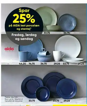 På aida løst porcelæn og stentøj