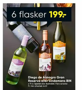 Bilka Diego de Almagro Gran Reserva eller Lindemans BIN tilbud