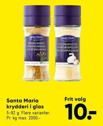 Bilka Santa Maria krydderi i glas tilbud