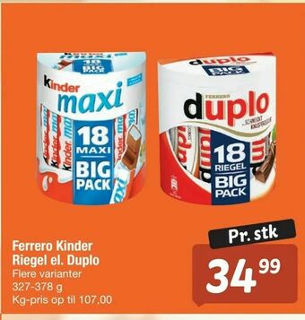 Fakta Tyskland Ferrero Kinder Riegel el. Duplo tilbud