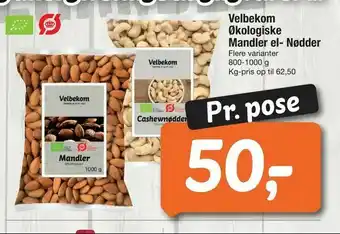 Velbekom Økologiske Mandler el- Nødder