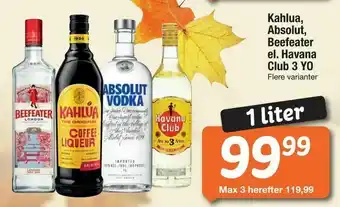 Fakta Tyskland Kahlua, Absolut, Beefeater el. Havana Club 3 YO tilbud