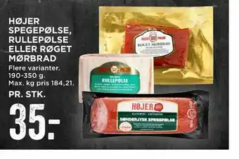 MENY Højer spegepølse, rullepølse eller røget mørbrad tilbud