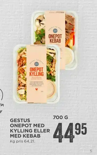MENY Gestus onepot med kylling eller med kebab tilbud