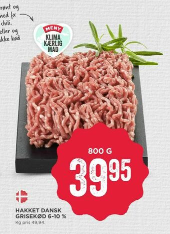 MENY Hakket dansk grisekød 6-10 % tilbud