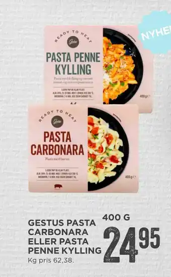MENY Gestus pasta carbonara eller pasta penne kylling tilbud