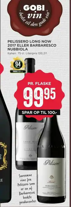 MENY Pelissero long now 2017 eller barbaresco nubbiola tilbud