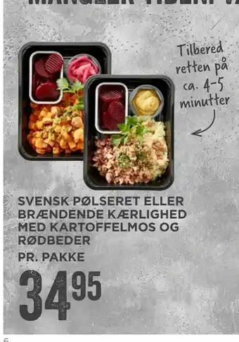 MENY Svensk pølseret eller brændende kærlighed med kartoffelmos og rødbeder tilbud