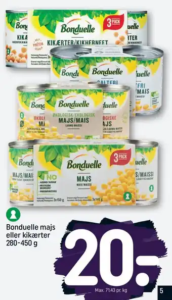 REMA 1000 Bonduelle majs eller kikærter 280-450 g tilbud
