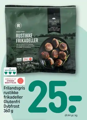 REMA 1000 Frilandsgris rustikke frikadeller Glutenfri Dybfrost 360 g tilbud