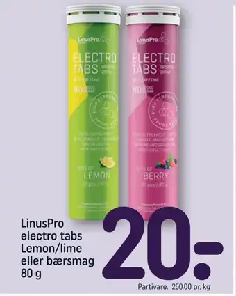 REMA 1000 LinusPro electro tabs Lemon/lime eller bærsmag tilbud
