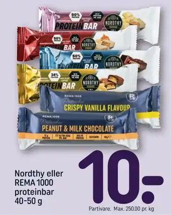 REMA 1000 Nordthy eller REMA 1000 proteinbar 40-50 g tilbud