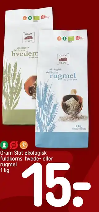 REMA 1000 Gram Slot økologisk fuldkorns hvede- eller rugmel tilbud