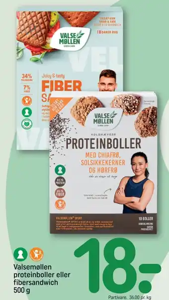 REMA 1000 Valsemøllen proteinboller eller fibersandwich tilbud