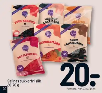 REMA 1000 Salinas sukkerfri slik tilbud