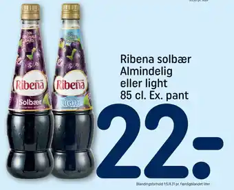 REMA 1000 Ribena solbær Almindelig eller light tilbud