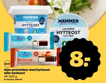 Netto Alpe proteinbar med hytteost eller hytteost tilbud