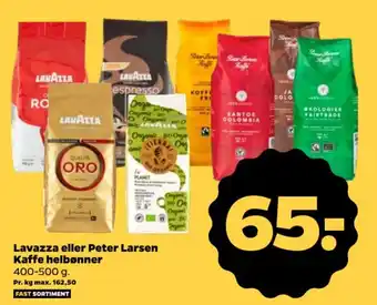 Netto Lavazza eller Peter Larsen Kaffe helbønner tilbud