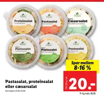 Pastasalat, proteinsalat eller cæsarsalat