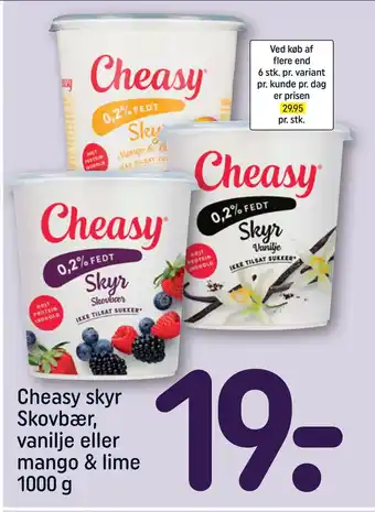 REMA 1000 Cheasy skyr skovbær, vanilje eller mango & lime tilbud