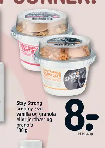 Stay strong creamy skyr vanilla og granola eller jordbær og granola